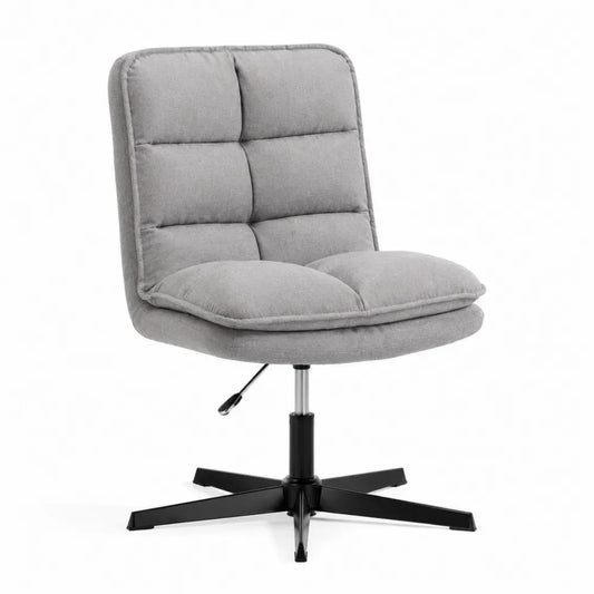 Bürostuhl Drehstuhl ohne Rollen höhenverstellbar mit Polyestergewebe und Stahlgestell grau schwarz 60 x 63 x 88 bis 100 cm