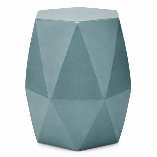Beistelltisch Gartentisch aus glasierter Keramik polygonal Petrolblau 36 x 36 x 46 cm
